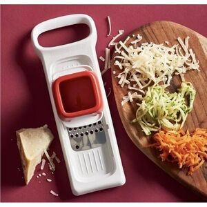 Tupperware White and Red Grater with Handle